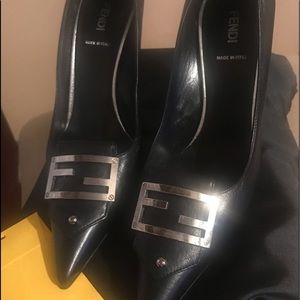 Authentic Fendi Black Leather Pumps